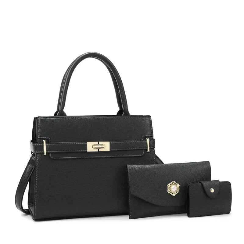 Set Sac à Main Femme Luxe – Grand Sac + Pochette | Cuir PU | Épaule & Bandoulière | 10 Coloris