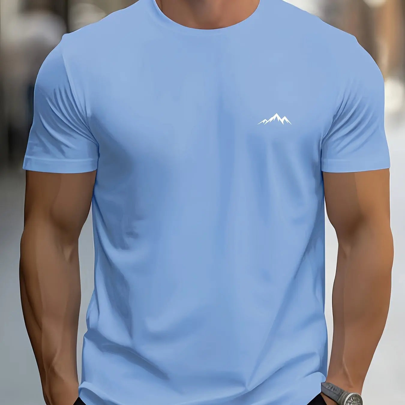 T-Shirt Homme 100% Coton Loose Col Rond Imprimé Montagne Casual Sport 4 Coloris – CLEVI Paris