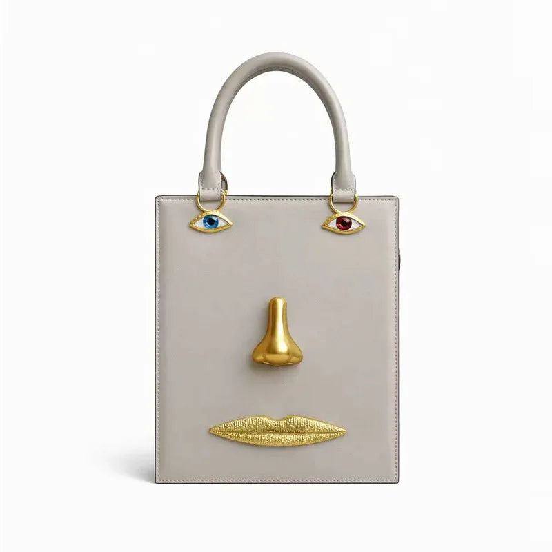 Sac À Main Femme Motif Visage Bijoux Bandoulière Dorée 8 Coloris – CLEVI Paris