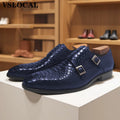 Chaussures Homme Cuir Véritable VSLOCAL – Monk Strap Double Boucle Imprimé Serpent Slip-On – CLEVI Paris
