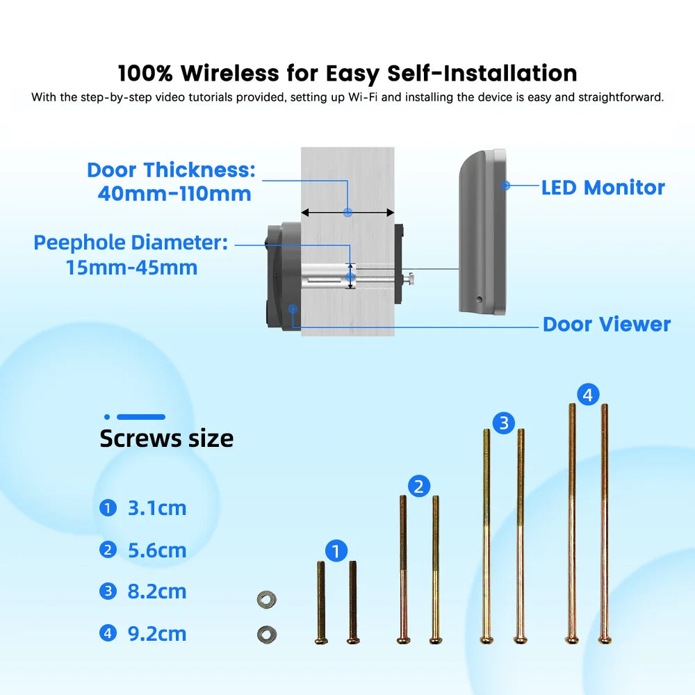 Judas Connecté WiFi 3MP Écran 4,3" – Batterie 5000mAh PIR Angle 166° Vision Nocturne Alexa Google Tuya – CLEVI Paris