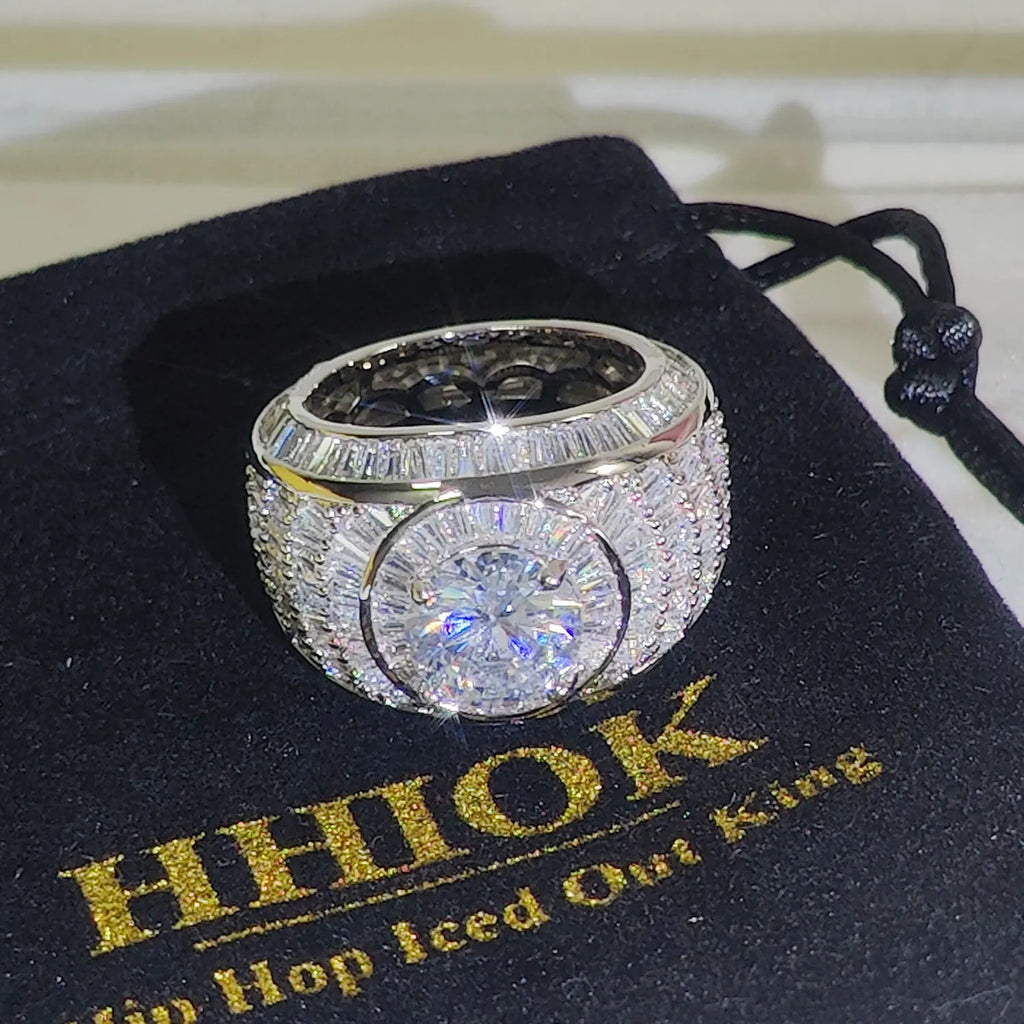 Bague Hip Hop Iced Out Zircon 5A – Cuivre Plaqué Argent ou Or 18K, Sertissage Griffe, Mixte, Tailles 7-11 – CLEVI Paris