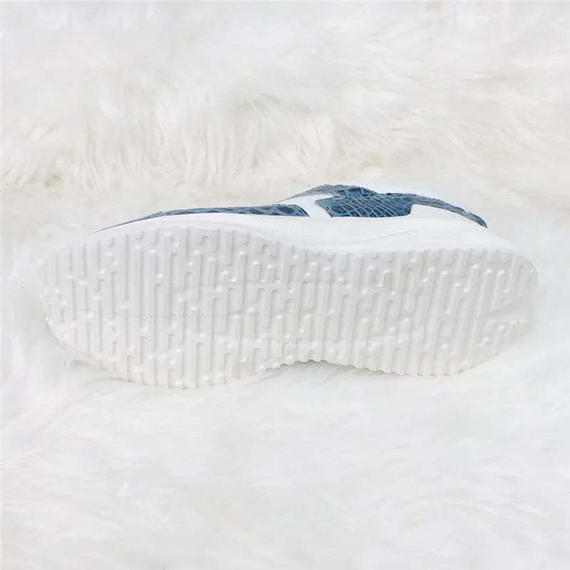 Sneakers Marche Cuir Crocodile & Vachette Homme Blanc Bleu – CLEVI Paris