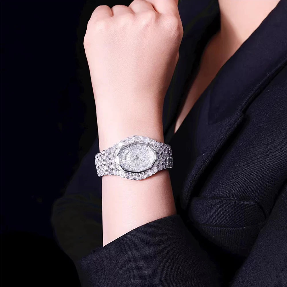 Montre Femme Saphir Taille Émeraude Argent 925 Quartz – CLEVI Paris