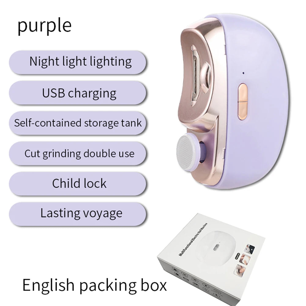 Coupe-Ongles Électrique 2-en-1 Verrou Enfant — 2 Vitesses, Rechargeable — CLEVI Paris