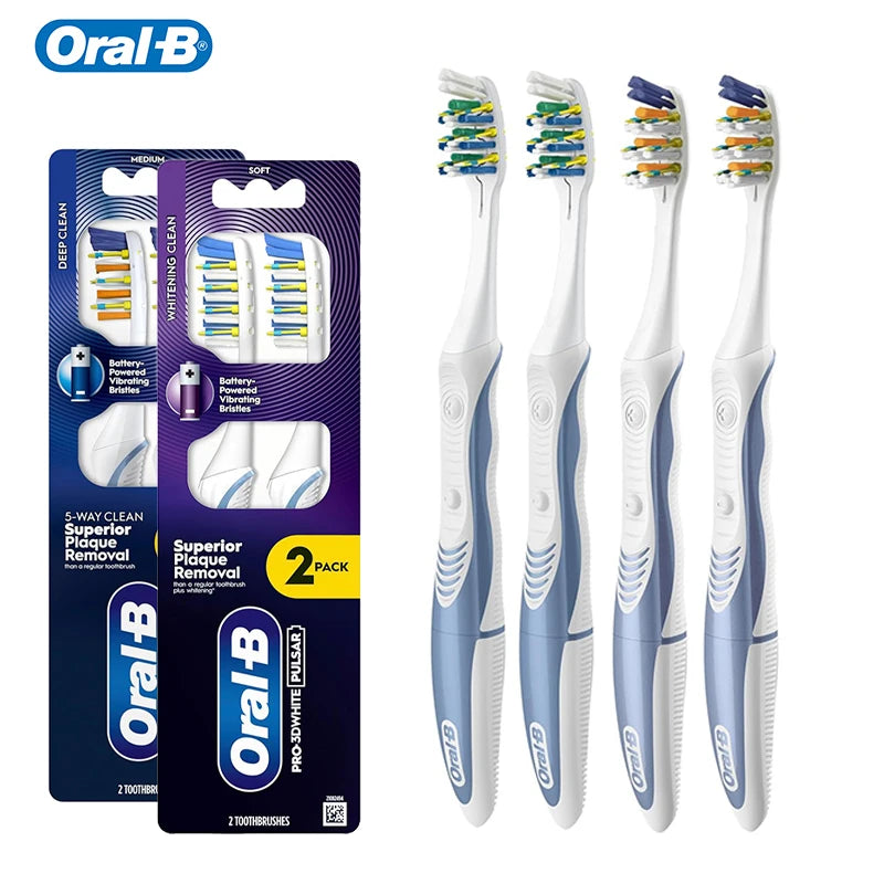 Brosse à Dents Électrique Vibrante Micro-Pulsations Blancheur – Poils Souples ou Médiums Pack de 2 – CLEVI Paris