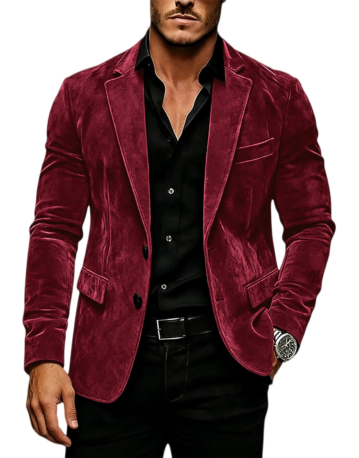Blazer homme en velours effet suédé 2 boutons – CLEVI Paris