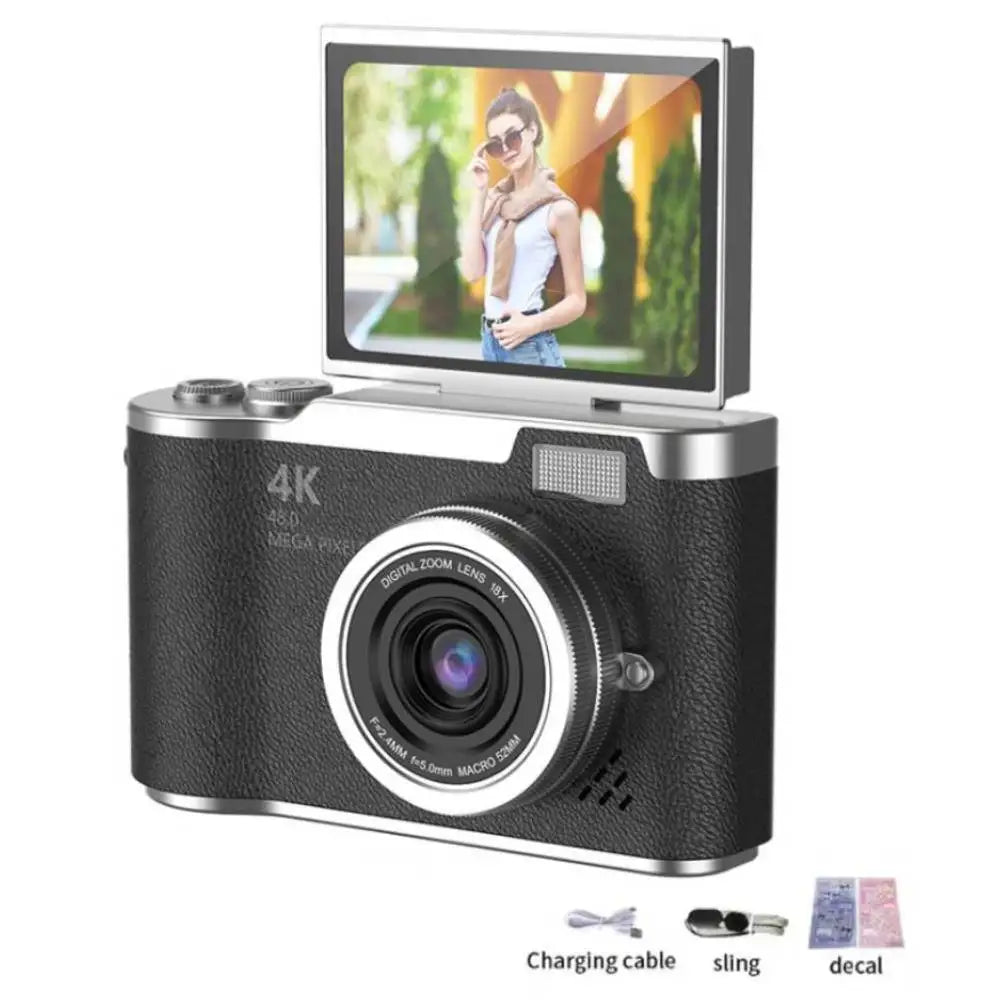 Appareil Photo Numérique CCD 48MP 4K Zoom 8x Écran Selfie 180° | Filtres Beauté Cadeau