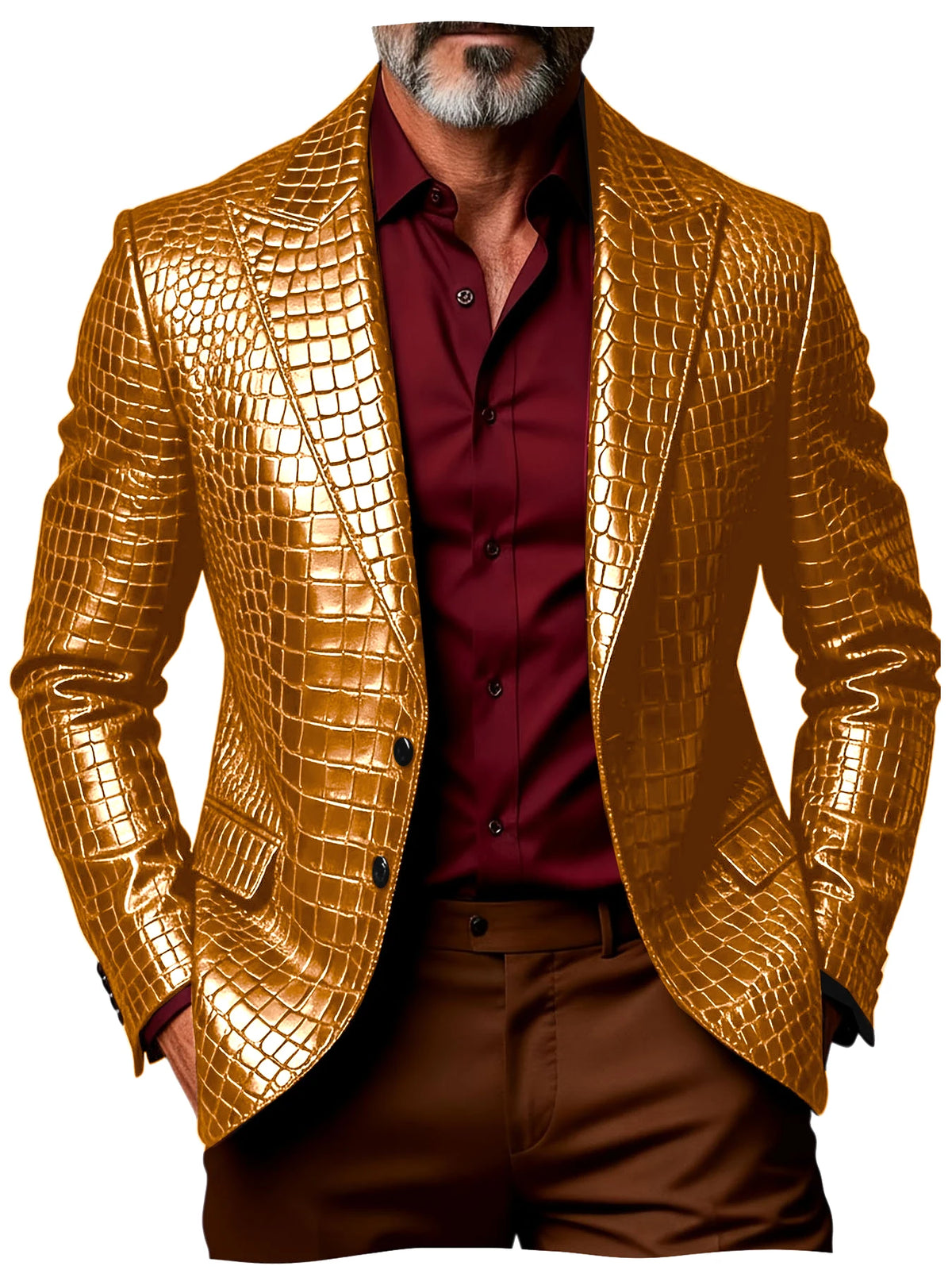 Blazer homme effet croco simple boutonnage – CLEVI Paris
