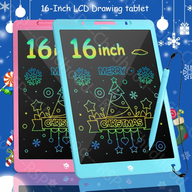 Tablette LCD Écriture 16" Couleur – Ardoise Numérique Effaçable, Jouet Éducatif, Certifiée CE – CLEVI Paris
