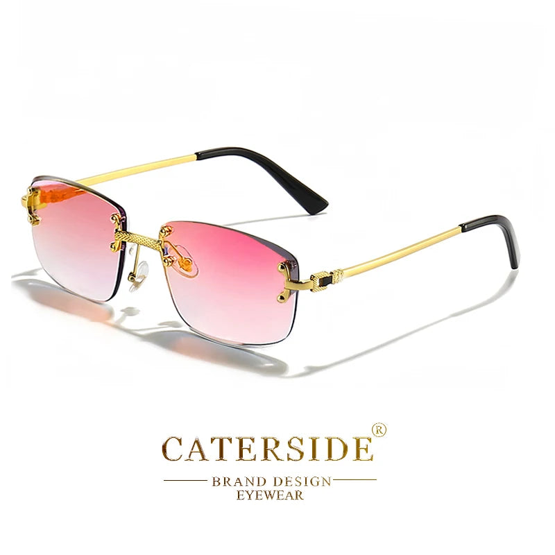 Lunettes de Soleil Rectangulaires Sans Monture Punk CATERSIDE – Verres Dégradés UV400 – CLEVI Paris