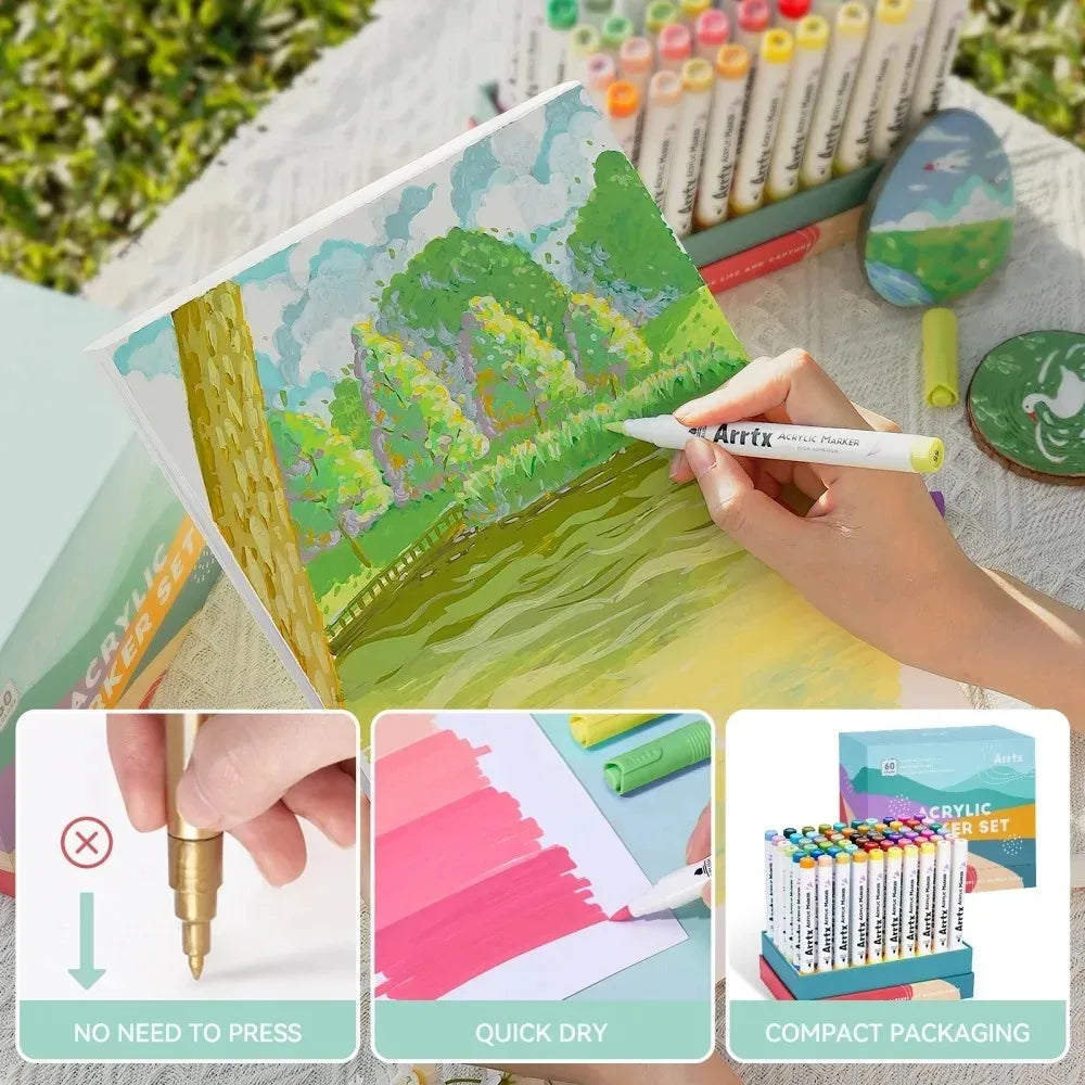 Marqueurs Acryliques Arrtx Pointe Pinceau – 30 à 90 Couleurs, Multi-Surfaces – CLEVI Paris