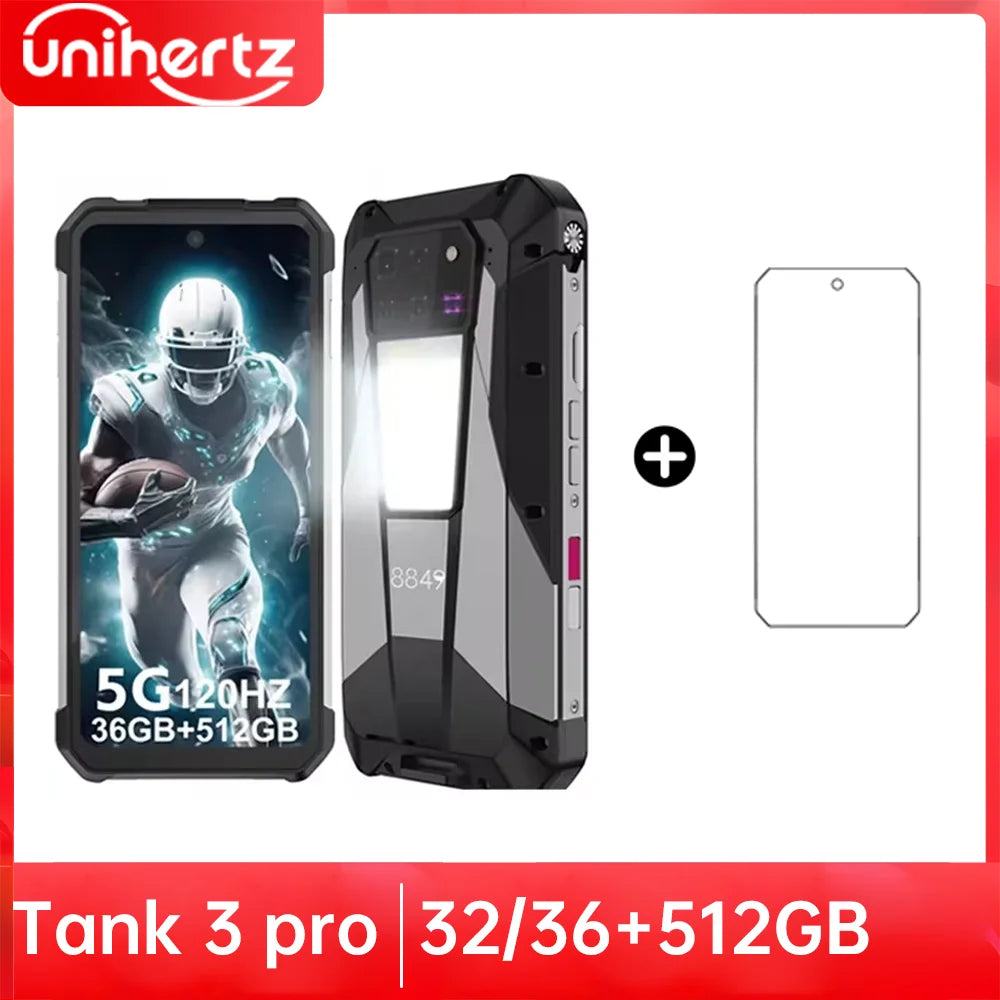 Unihertz Tank 3 Pro Smartphone Rugged 5G Projecteur DLP 100lm Dimensity 8200 23800mAh 200MP IP68 – CLEVI Paris