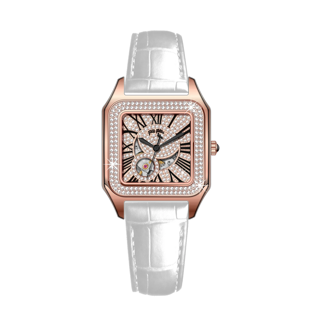 OBLVLO WF22B021 – Montre Automatique Femme | Cadran Diamant Or Rose, Chiffres Romains