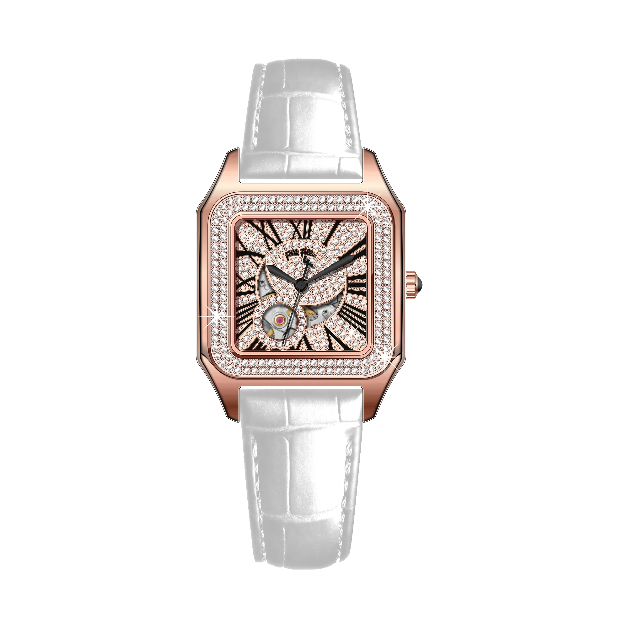 OBLVLO WF22B021 – Montre Automatique Femme | Cadran Diamant Or Rose, Chiffres Romains