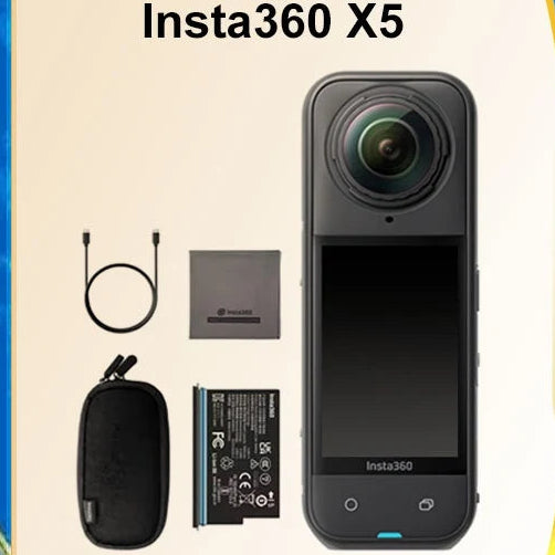 Insta360 X5 – Caméra 360° 8K, Vision Nocturne, Objectifs Remplaçables, Batterie 3h, Étanche, Bâton Selfie Invisible – CLEVI Paris