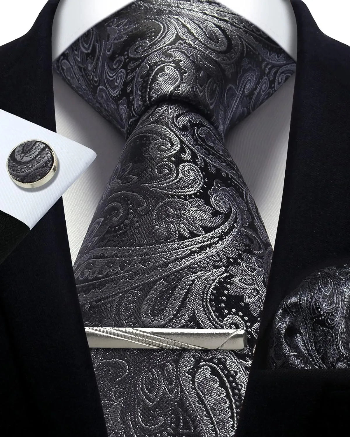 Ensemble cravate homme 4 pièces paisley – CLEVI Paris