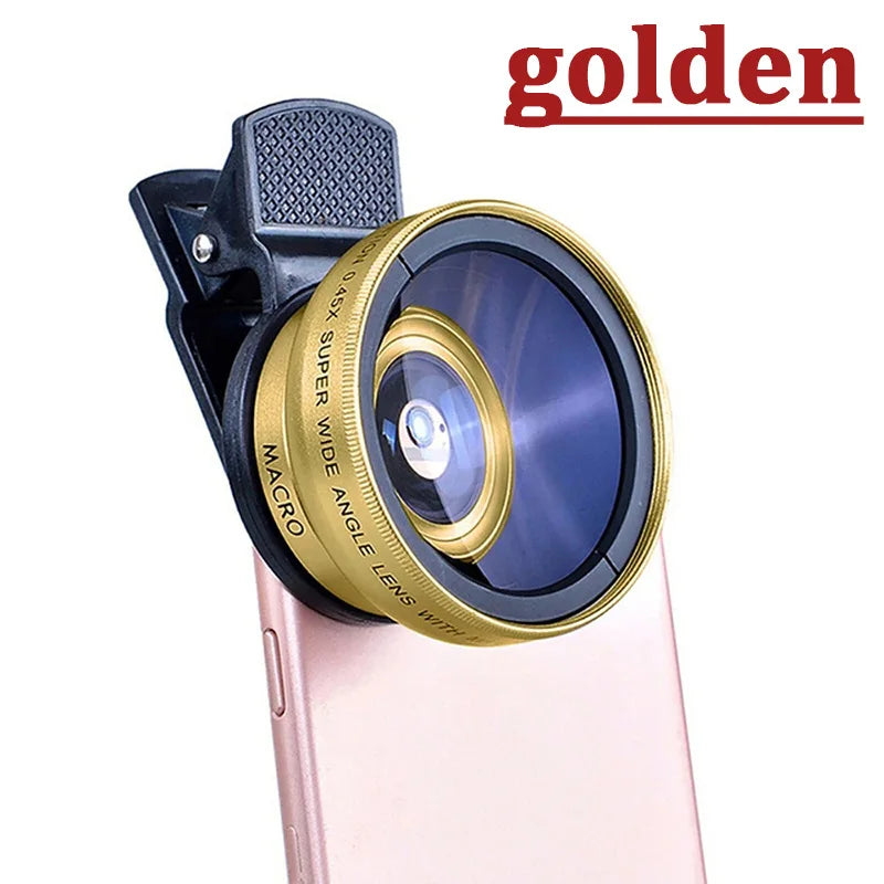 Kit Objectifs 2-en-1 Smartphone – Grand Angle 0,45x & Macro, Clip Universel, Compatible iPhone & Android – CLEVI Paris