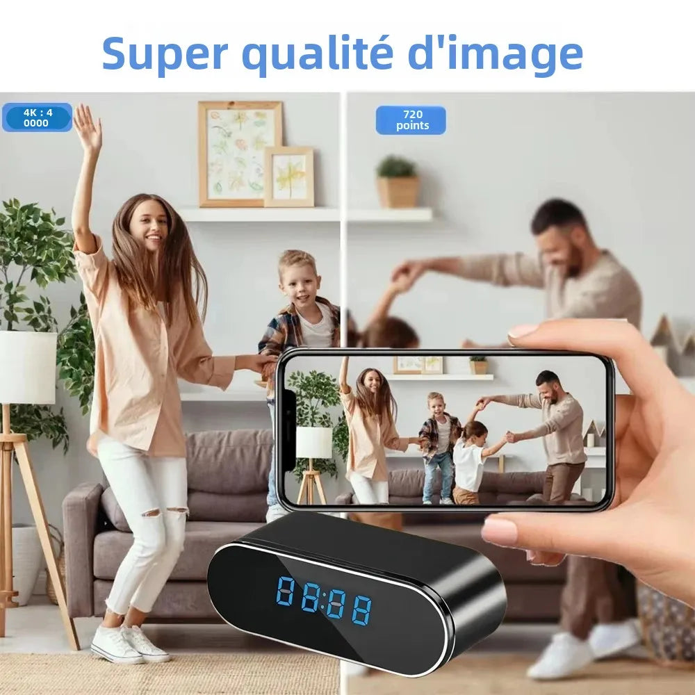 Caméra Horloge WiFi 1080P – Vision Nocturne Infrarouge, Détection de Mouvement & Surveillance à Distance – CLEVI Paris