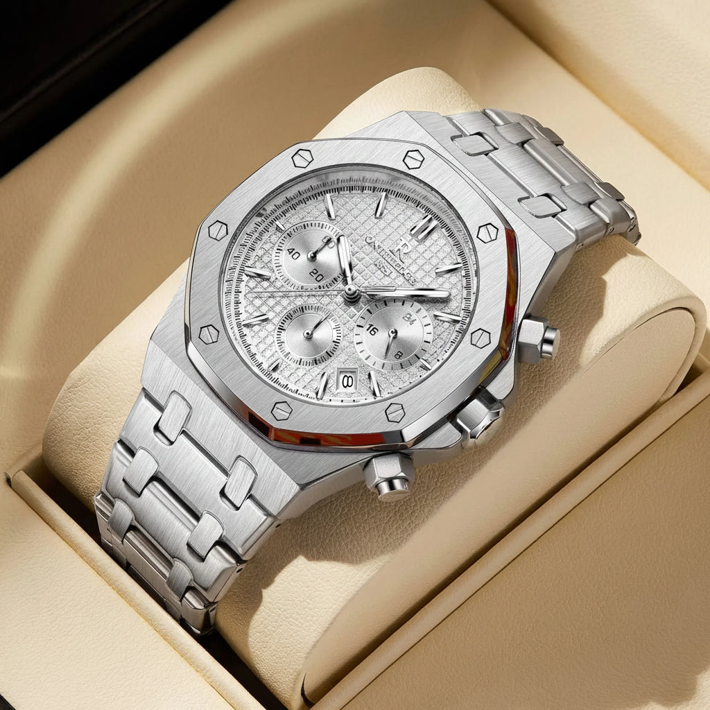 Montre Homme ONTHEEDGE RZY126 – Quartz, Verre Saphir, Lumineux, Étanche 30M, Calendrier, Bracelet Acier – CLEVI Paris