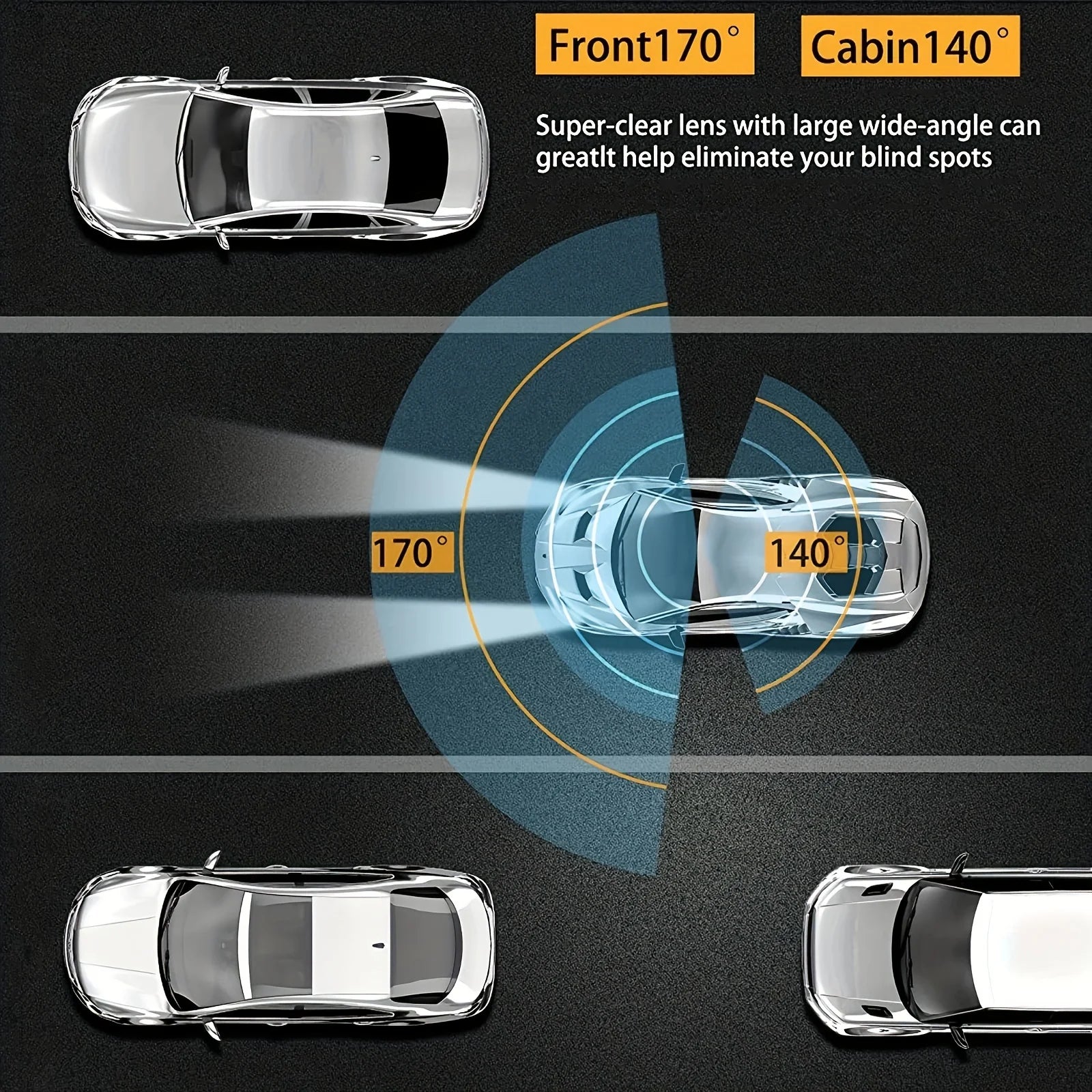 Dashcam WiFi 1080p Double Objectif – Vision Nocturne IR, G-Sensor, Grand Angle 170°, App Framefox – CLEVI Paris