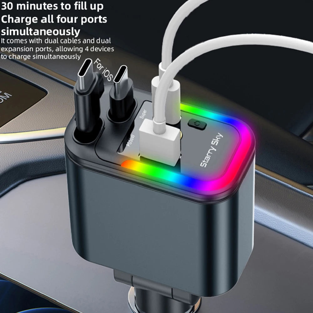 Émetteur FM Voiture 180W – Charge Rapide PD QC3.0 Bluetooth 5.3 Mains Libres Lecteur USB/TF Affichage Tension – CLEVI Paris