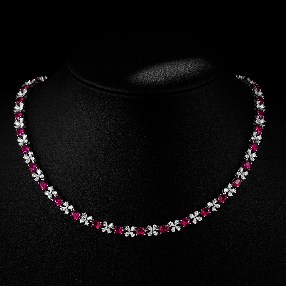 Collier Saphir & Rubis | Diamant Haute Carbone Argent 925 | Bijou Anniversaire – CLEVI Paris