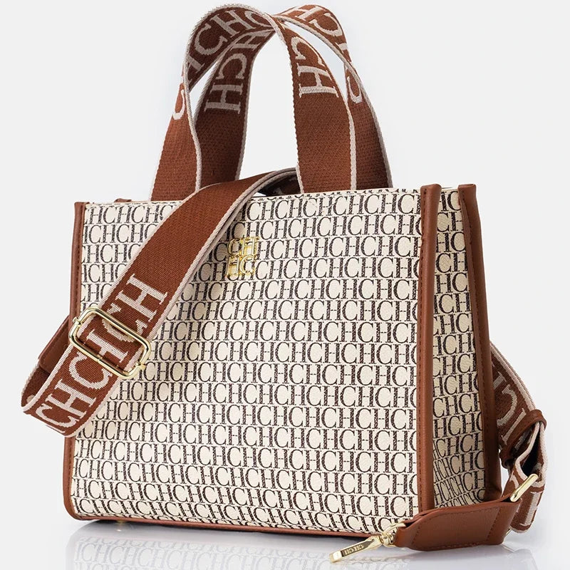 Sac Tote Femme Simili Cuir Monogramme Logo Métal Fermeture Zip Luxe Léger – CLEVI Paris