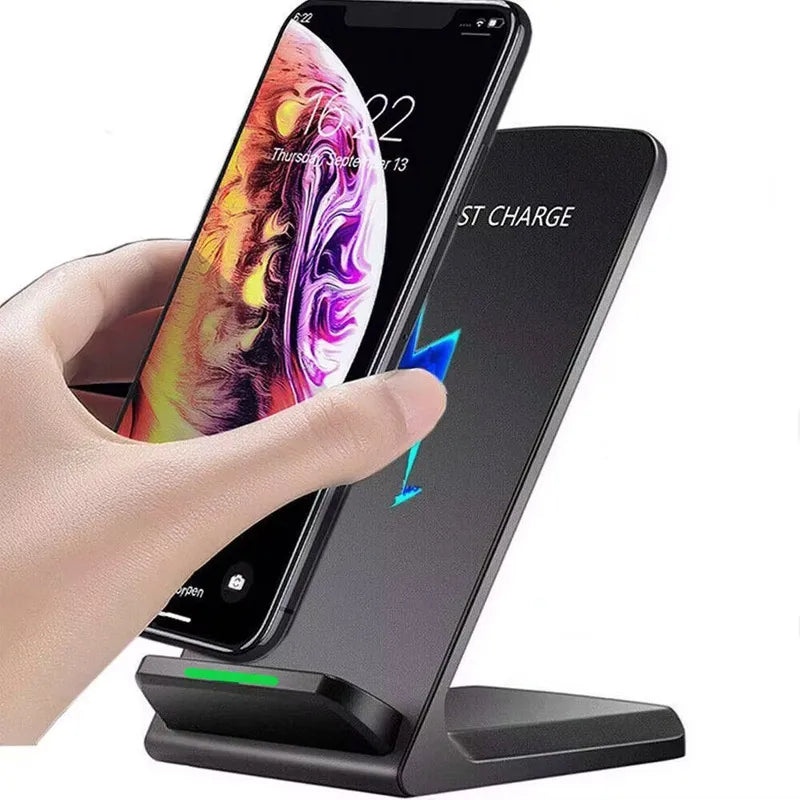 Chargeur Sans Fil Rapide 15W USB-C | Support Vertical & Horizontal, Compatible Qi, 2 Coloris – CLEVI Paris
