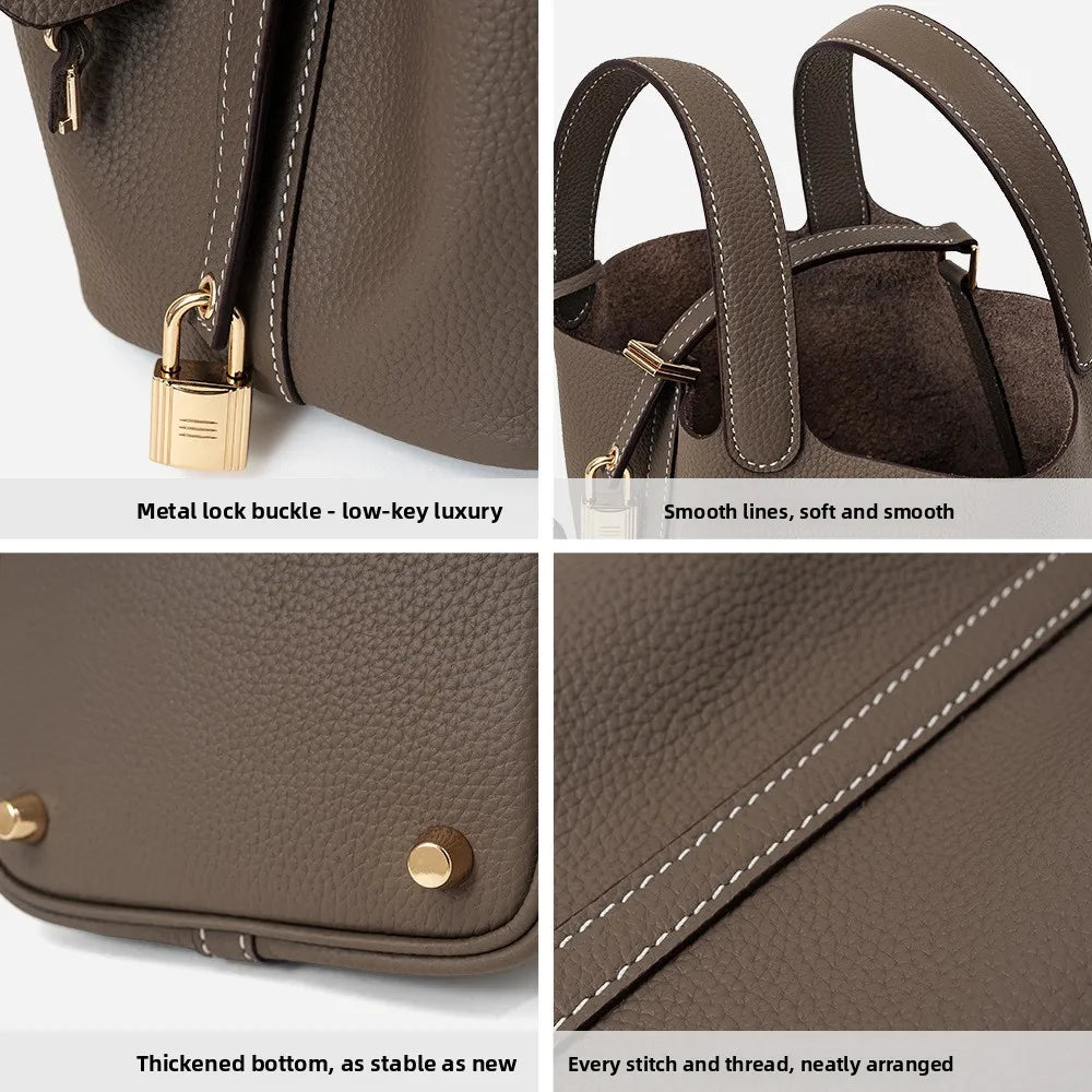 Sac Seau Femme Cuir Véritable TOGO Cylindrique Commuter Premium – CLEVI Paris