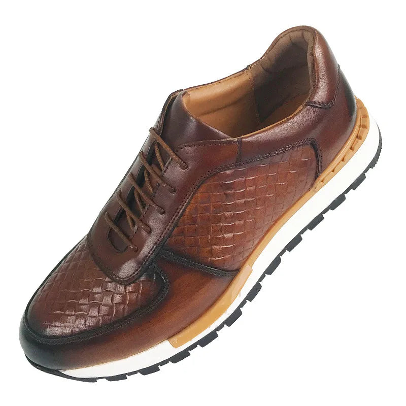 Oxford Casual Homme Cuir de Vache Motif Tressé Rétro Respirant Lacets | EU 38-46