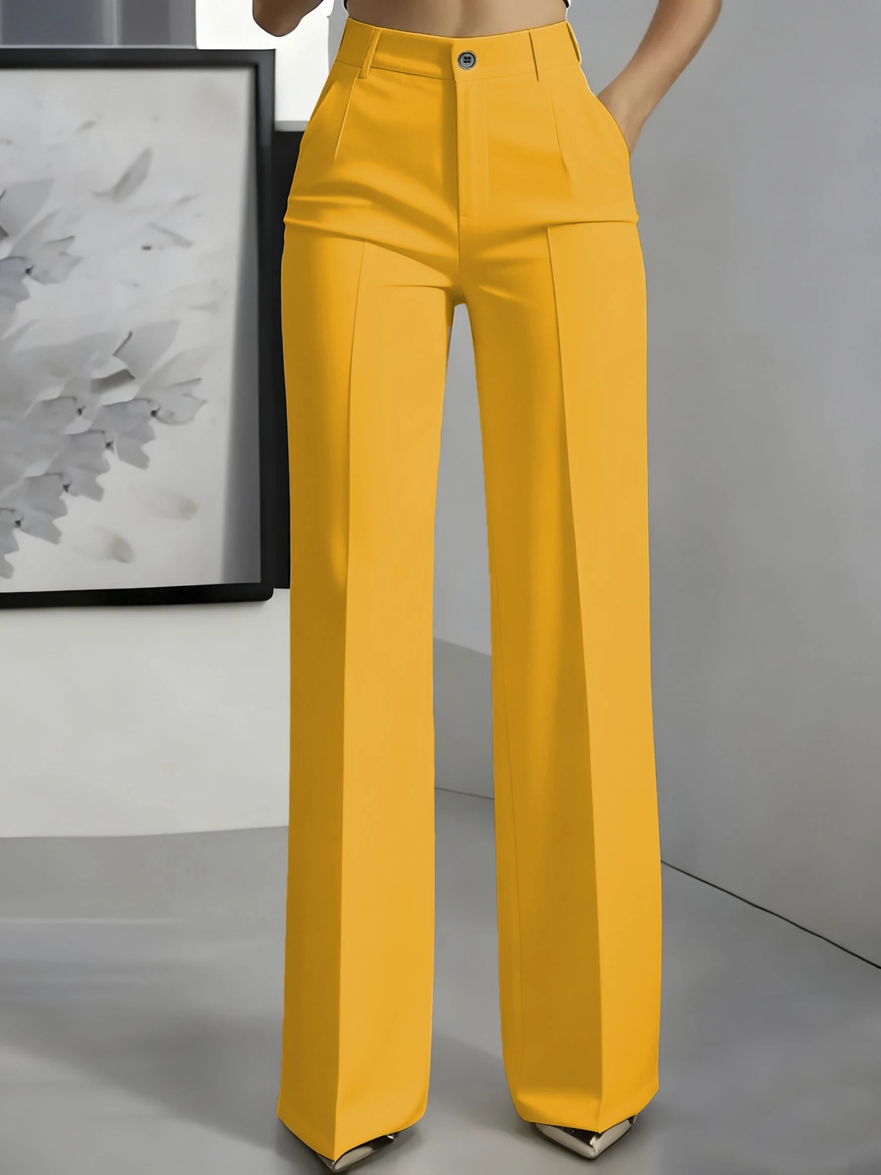 Pantalon Tailleur Femme Taille Haute Coupe Droite Drapée 17 Coloris – CLEVI Paris