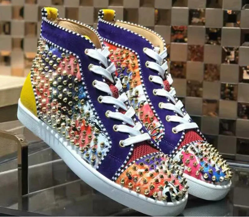 Sneakers Montantes Homme Beertola Graffiti Multicolore Full Spikes | Cuir Artificiel | Pointures 37-46 – CLEVI Paris