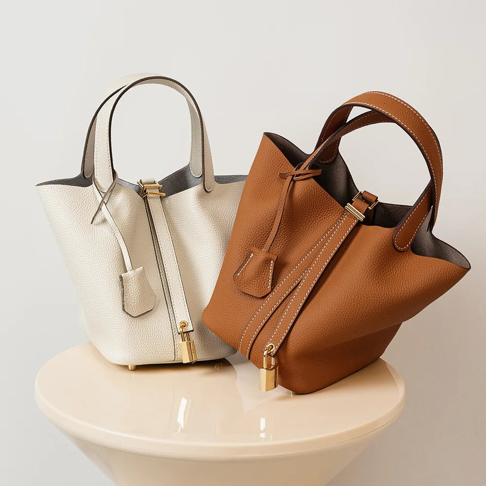 Sac Seau Femme Cuir Véritable TOGO Cylindrique Commuter Premium – CLEVI Paris