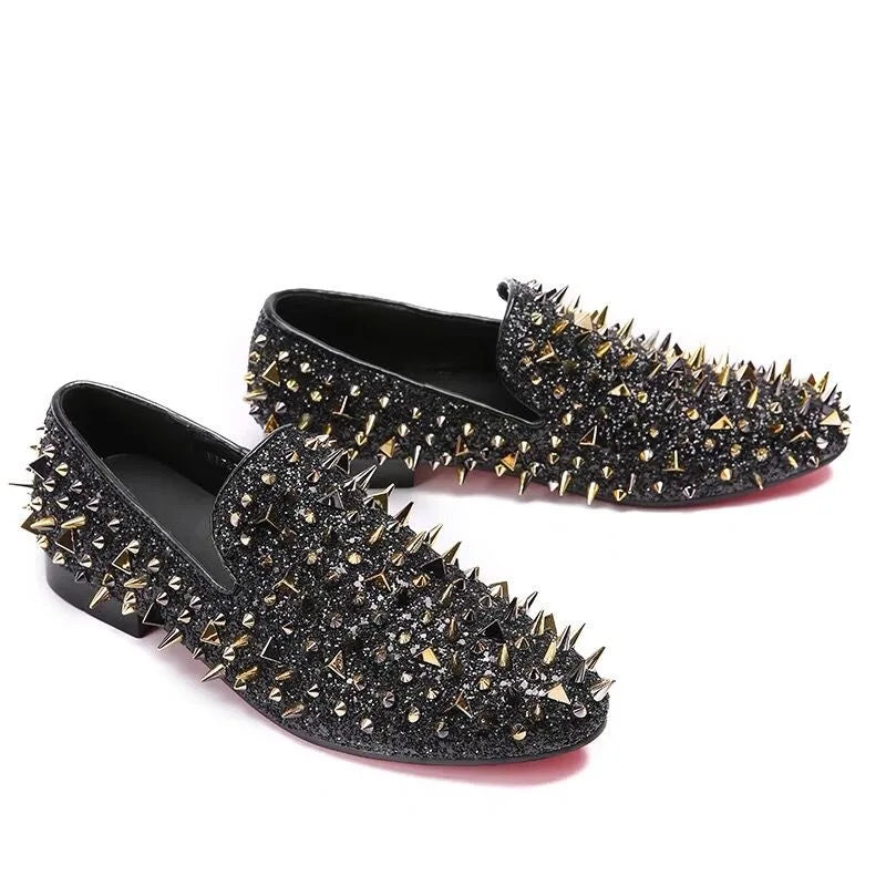 Loafers Luxe Homme Cuir Véritable Spikes Argentés & Dorés Slip-On – 14 Coloris, Tailles EU37-48 – CLEVI Paris