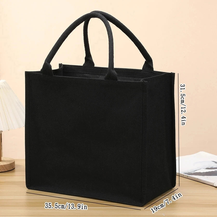 Tote Bag Canvas Noir Unisexe — Grande Capacité, Format Carré & Rectangulaire | CLEVI Paris