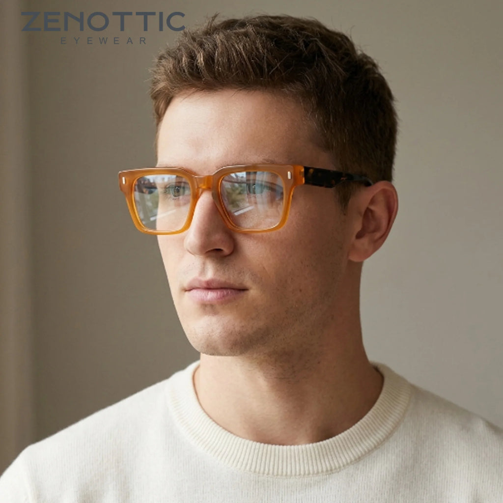 Monture Optique Carrée Homme | Acétate Fait Main ZENOTTIC | Style Premium Quotidien – CLEVI Paris