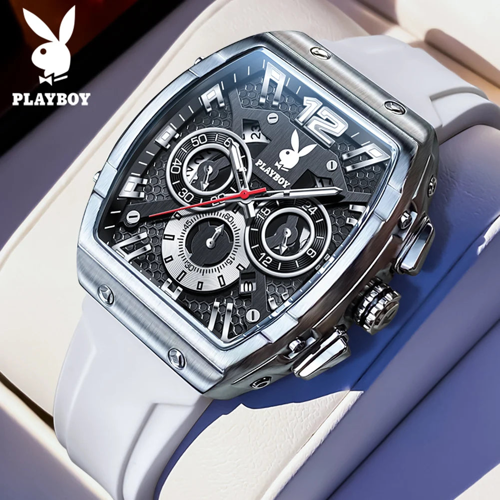 Montre Quartz Homme PLAYBOY 3075 Tonneau Calendrier Complet – CLEVI Paris
