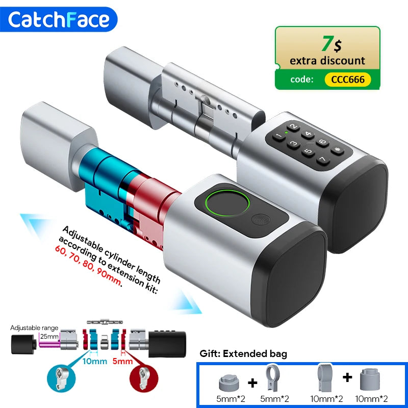 Cylindre Connecté Catchface V1 Pro+ Empreinte Digitale Tuya Ajustable – CLEVI Paris