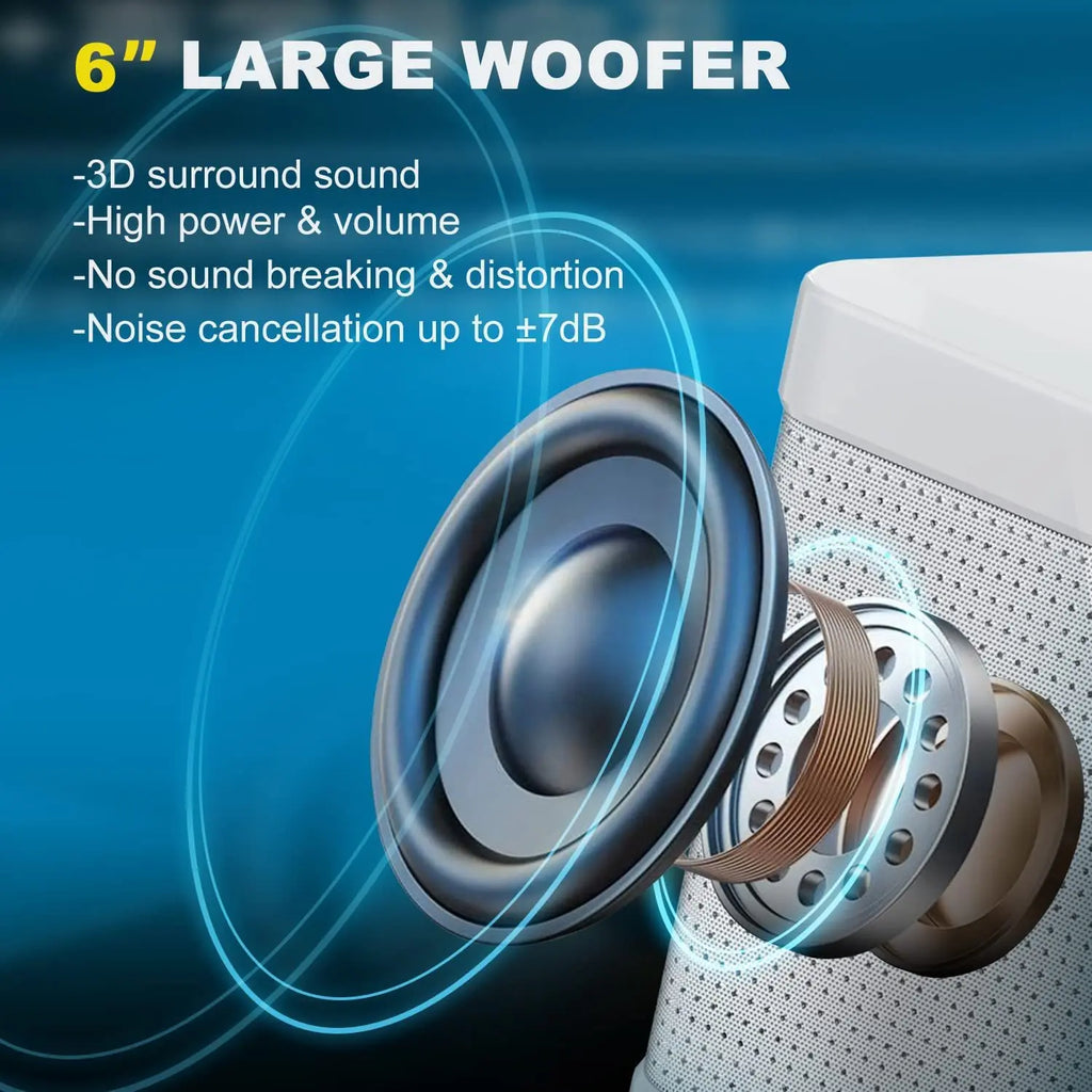 Enceinte Karaoké Bluetooth 20W – 2 Micros Sans Fil Inclus, Basse, 6h | Newmsnr