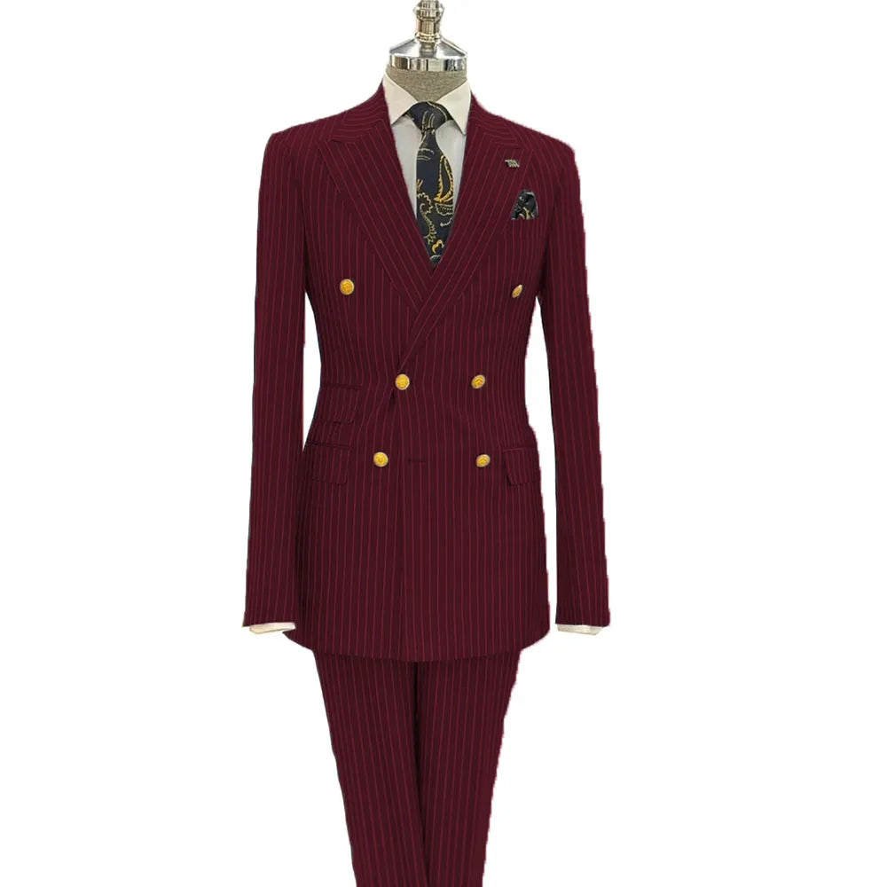 Costume homme rayé double boutonnage – CLEVI Paris