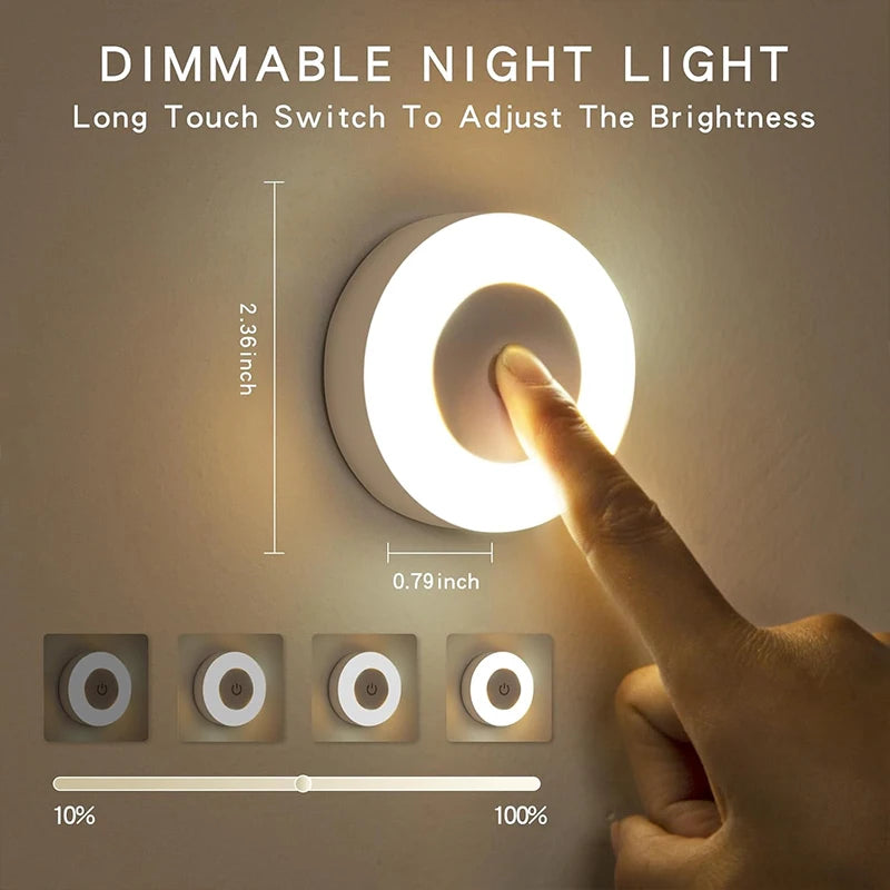 Veilleuse LED Ronde Tactile Dimmable — CLEVI Paris