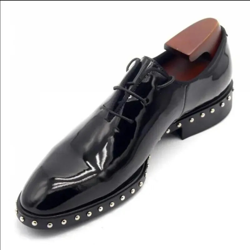 Derby Cuir Véritable Homme Rivets Fait Main Lacets Mariage & Bureau – CLEVI Paris
