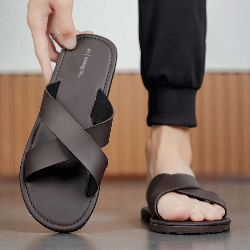 Pantoufles homme à semelle caoutchouc – CLEVI Paris