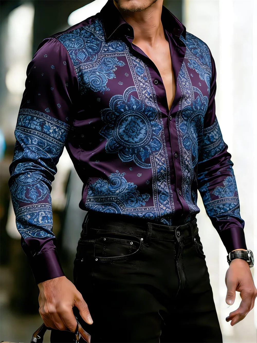 Chemise Homme Manches Longues Imprimée 3D Trèfle – CLEVI Paris