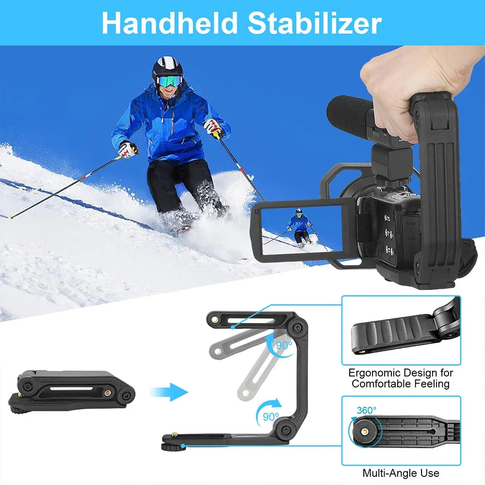 Caméscope Professionnel 4K 48MP WiFi Zoom 18x Écran Tactile 3" 270° – CLEVI Paris