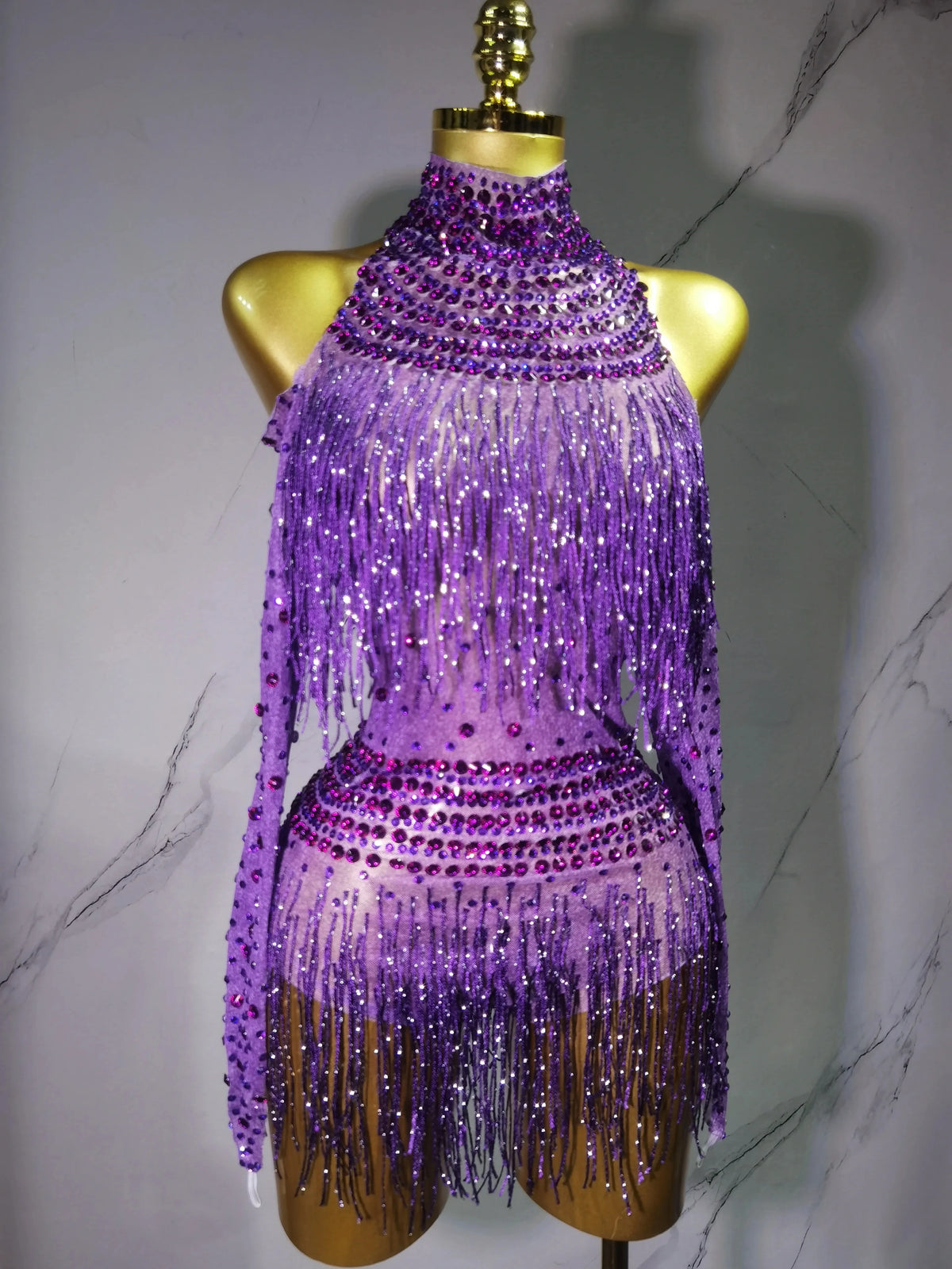 Justaucorps de scène à franges femme – CLEVI Paris