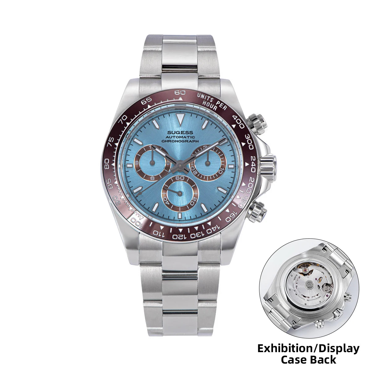 SUGESS Montre Automatique Homme Chronographe Peacock SL-4801 Saphir Acier 39mm 50m – CLEVI Paris