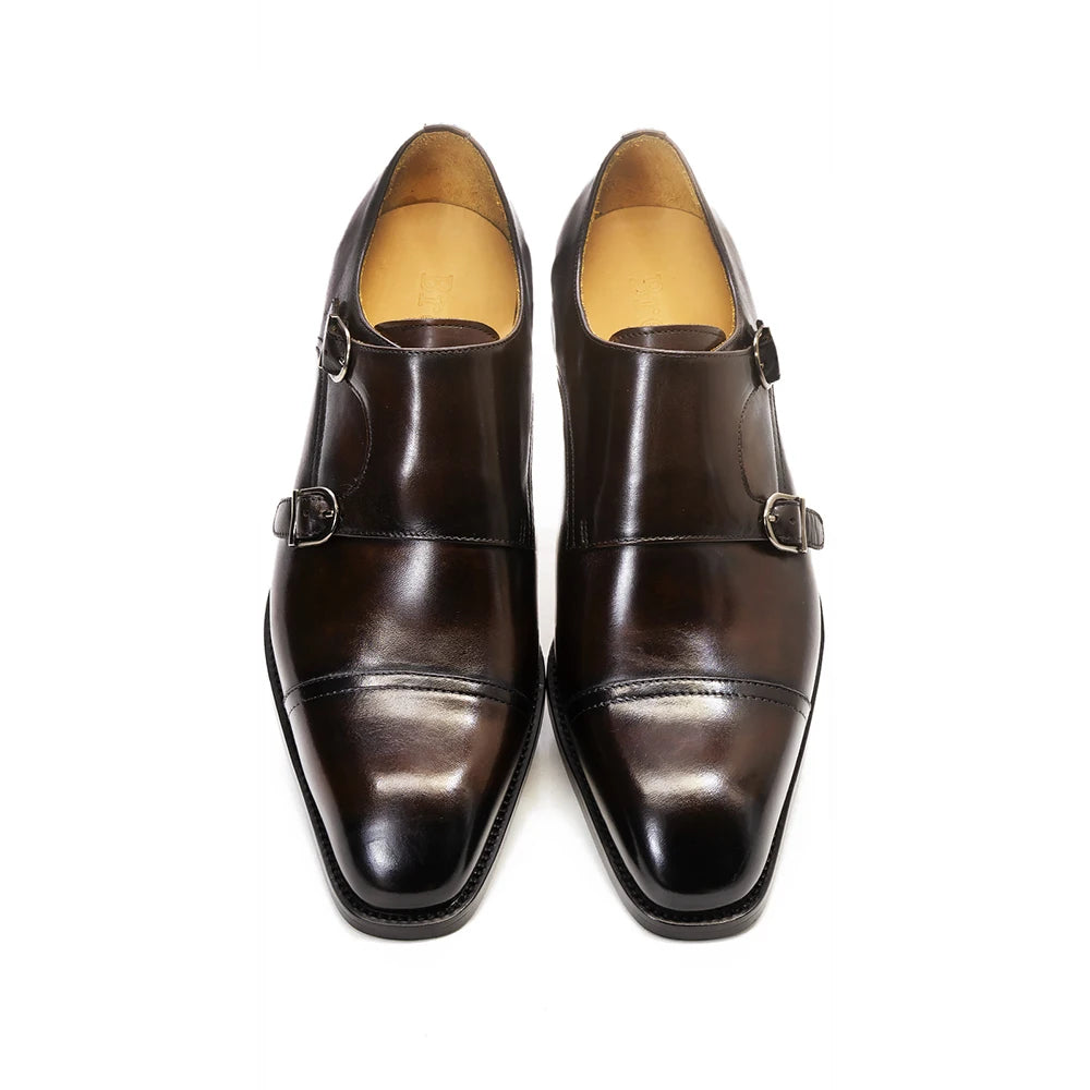 Monk Strap Double Boucle Homme Cuir de Veau Cap-Toe | Business Mariage US 7-13