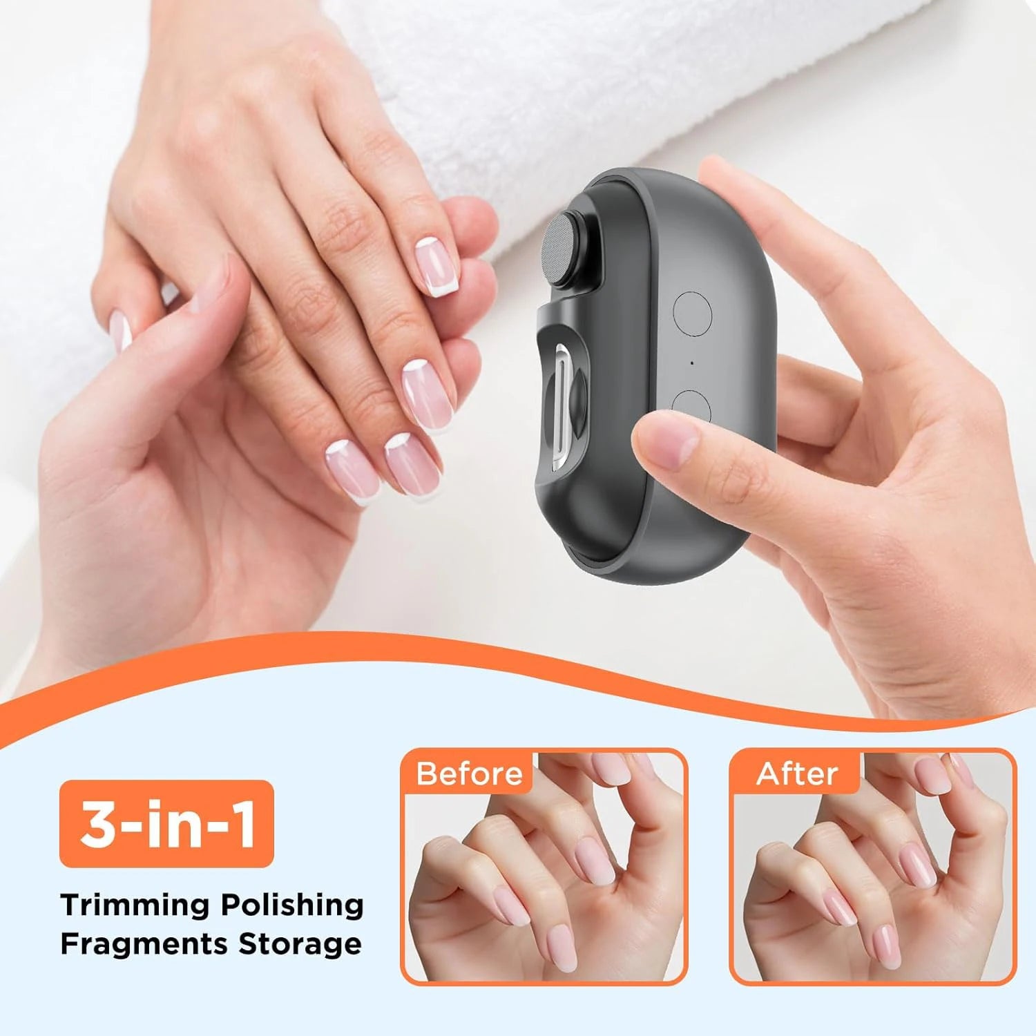 Coupe-Ongles Électrique Automatique Rechargeable — LED, Collecteur & Lime — CLEVI Paris